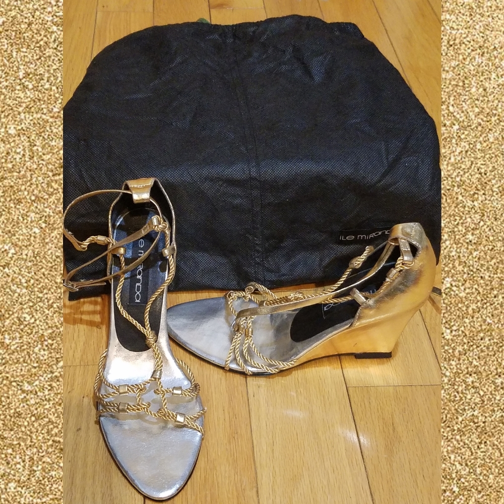 Custom made gold wedge sandal Size 7